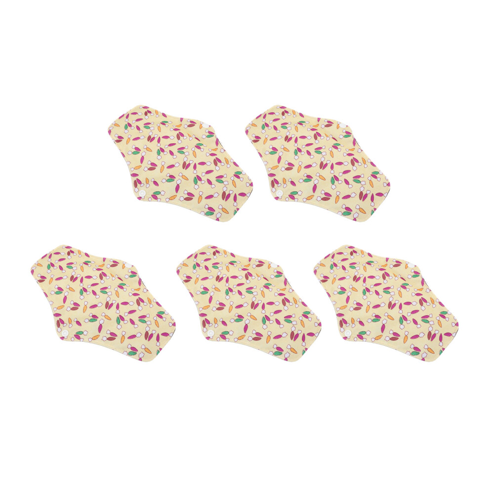 5pcs Reusable Bamboo Charcoal Menstrual Pads M Size 18x25cm Floral