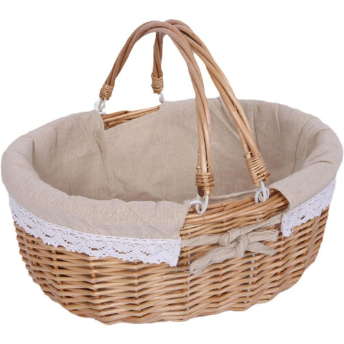 Picknickkorb aus Weide mit Innenfutter, 25 x 20 x 13 cm