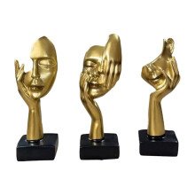 Pack of 3 Contemporary Abstract Thinker Statues Resin-Gold