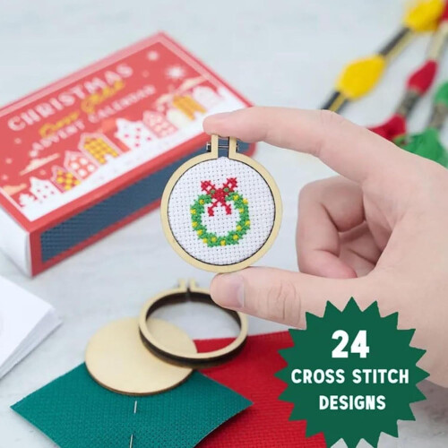 Set Calendar de Advent pentru Crăciun cusut în cruce – 24Mini