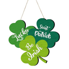 Patrick's Day Decoration Shamrock Wreath Wooden Four Leaf-2