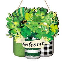 Four Leaf Clovers Green Shamrock Wreath Wooden Frame Patricks-8