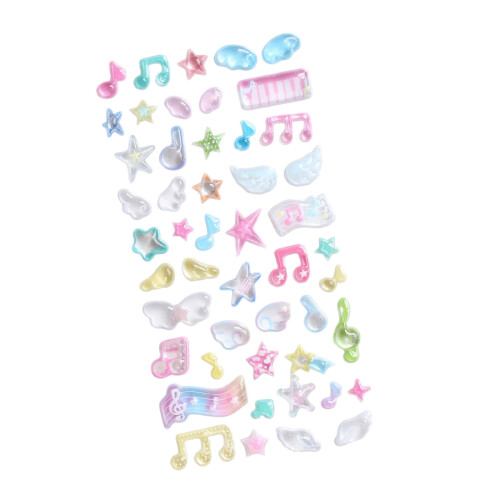 3D Raised Sticker Four Leaf Grass Musical Symbol-blue note