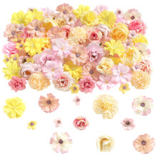 Fleur artificielle d'accent Floral en tissu-Couleur rose jaune