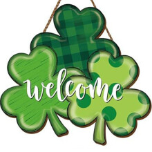 Patrick's Day Decoration Shamrock Wreath Wooden Four Leaf-3