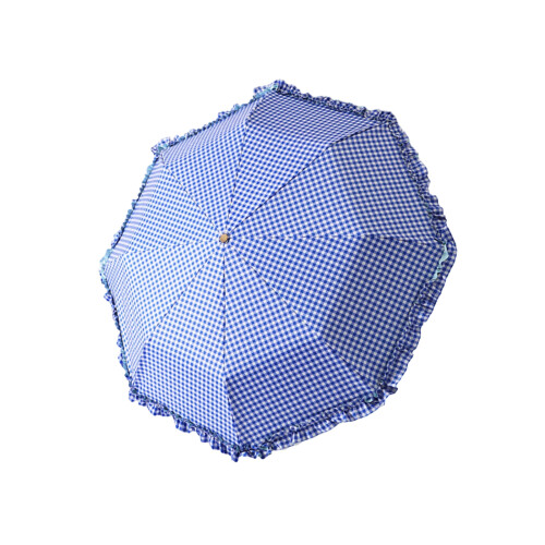 100CM Diameter Umbrella With Lace Trim And Checkered-Blue