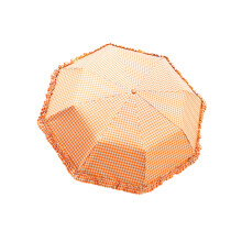 Parapluie à cadre en métal avec bordure en dentelle-Orange