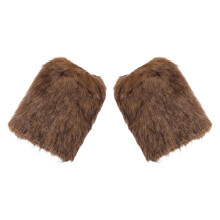 1Pair Light Brown Faux Viking Leg Warmers Soft Warm Boot Covers