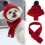Cappello e sciarpa invernali per cani, in maglia rossa, con fori per le orecchie. 2
