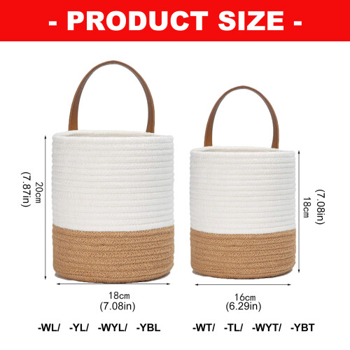 Panier tissé moderne pour Pot de fleur, panier-Blanc jaune grand 1