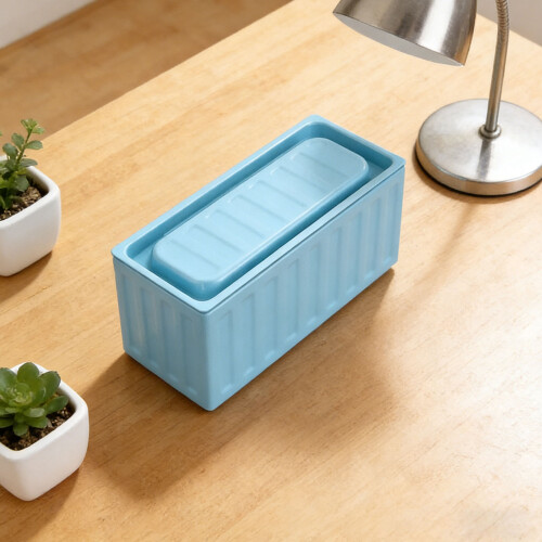 Practical Small Container Storage Box For Keeping Desktop-Blue 2