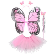 3Sets Toddler Pink Butterfly Wing Dress Up Set with Wand and Headband