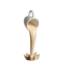 Tazza da caffè galleggiante in resina, scultura color crema, 1 pezzo
