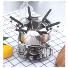 2Pcs Silver Stainless Steel Chocolate and Cheese Fondue Pot with Forks
