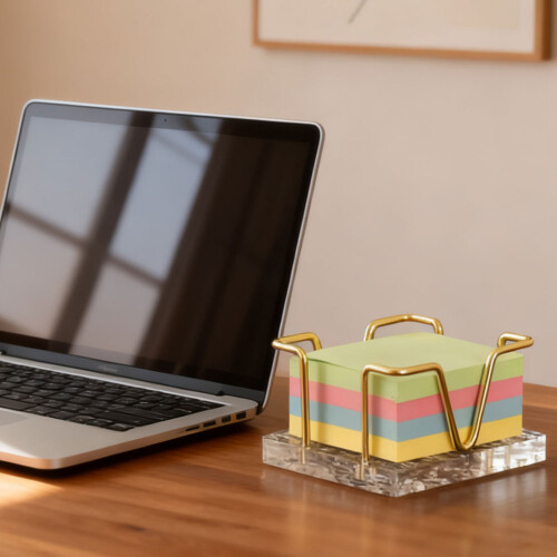 Iron Wire Note Stand with Acrylic Base Desktop Note-Black B 1