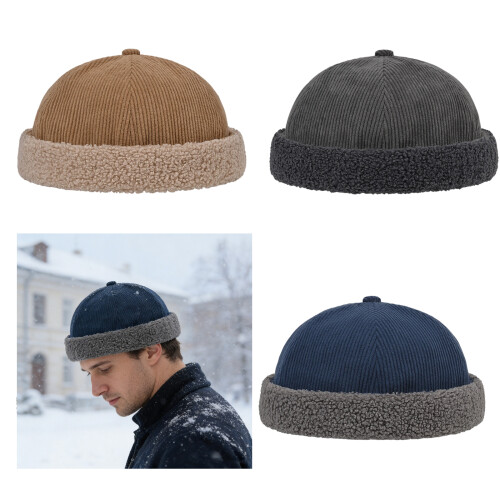 Beanies Hat Adjustable Casual Hat Docker Cap for-Navy blue 2