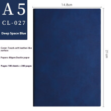 Donkerblauw gelinieerd notitieboek A5, 200 pagina's, zacht kunstleer.