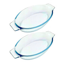 Plateaux à rôtir miniatures elliptiques en verre, plats de-S