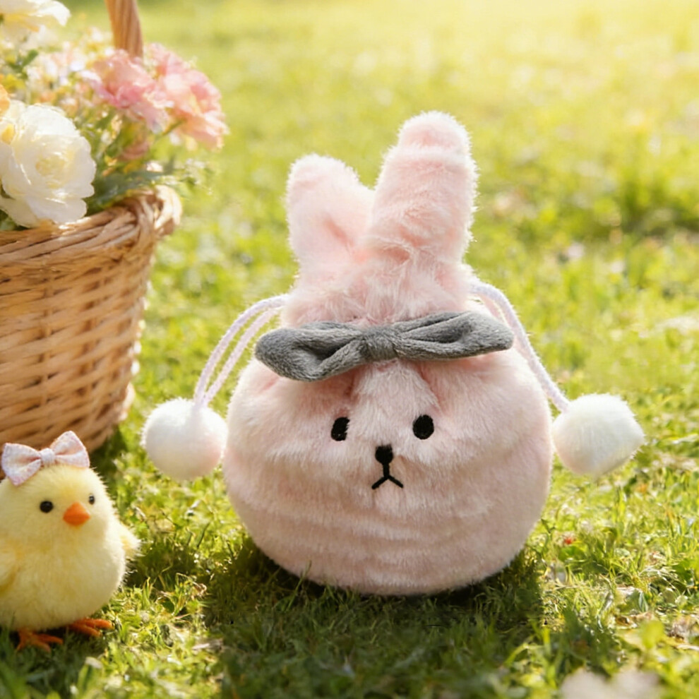 Rabbit makeup pouch Easter plush drawstring bag 1 piece