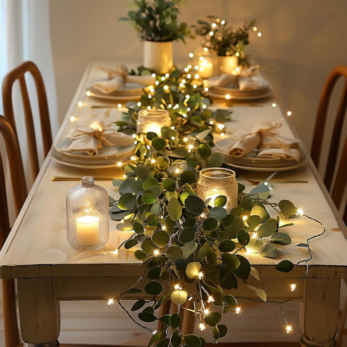 Lysfe med olivenranke, 6 fod, 2 stk. batteri LED