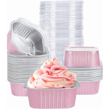 Confezione da 40 mini tortiere quadrate in alluminio da 140 ml con coperchio