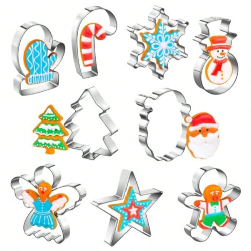 Weihnachtsplätzchenausstecher-Set, 9-teilig, Edelstahl