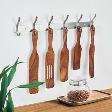 Stainless Steel Wall Coat Rack with 6 Hooks, 12 Inch