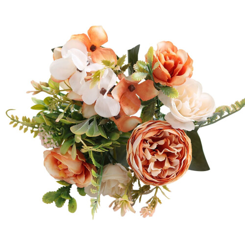 Artificial Peony and Rose Bouquet with Flexible Stems