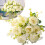 Artificial Peony and Rose Bouquet – White, 5-Stem Set 1