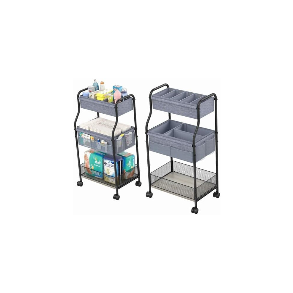 3-Tier Rolling Storage Cart with Dividers