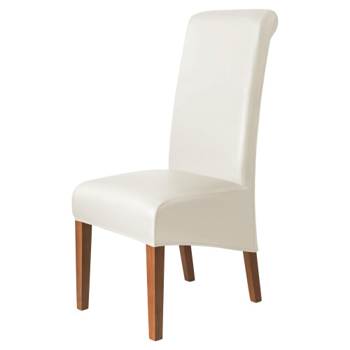 Black High-Back Leather Dining Chair Covers, Stretchable &