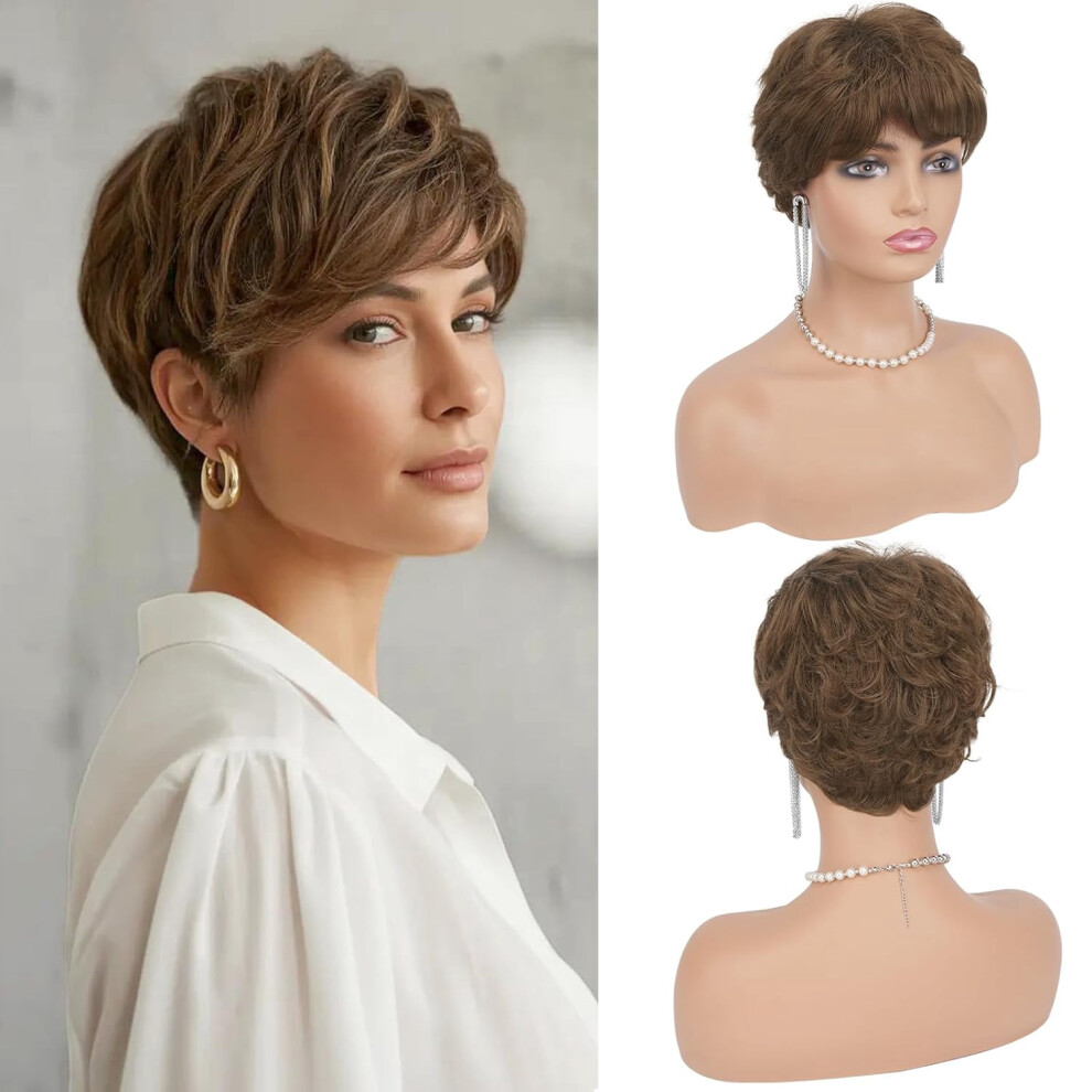 Grey pixie wig for women synthetic heat-resistant short