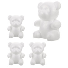 Witte schuimrubberen beer modelleerset DIY bruiloftsdecoratie 4 stuks