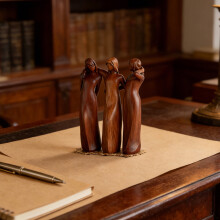 Sculpture vintage artisanale en résine représentant les Trois Sœurs (3 pièces)