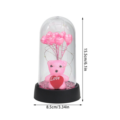 Luz noturna LED em forma de coração com urso de balão 1