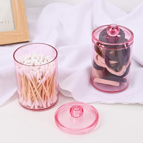 Ensemble de 3 pots transparents pour cotons-tiges en acrylique