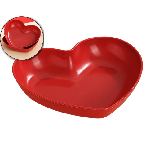 Red Heart-Shaped Plastic Plates 2-Pack