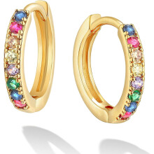 CZ Huggie Hoop Earrings14K Gold Plated