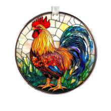 Ornamento a forma di gallo in acrilico, decorazione natalizia a tema fattoria, 1 pezzo