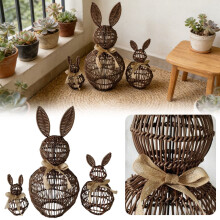 Rattan Easter Bunny Decor 8 inch Farmhouse Style