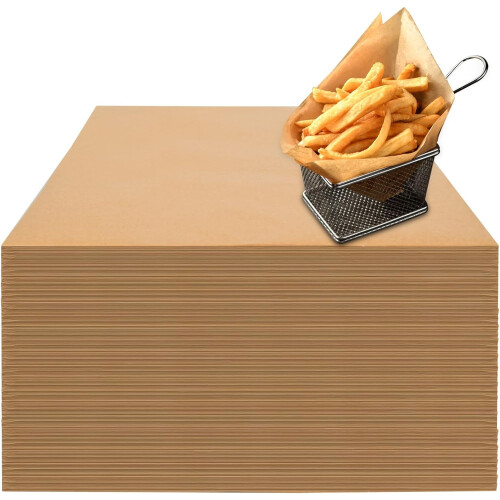 Folhas de papel encerado para delicatessen, kraft natural, 100 unidades, 30,5 x 30,5 cm (12 x 12 polegadas)