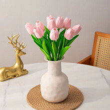10pcs Realistic Artificial Tulips 34cm Light Pink
