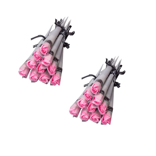 20-Pack Realistic Silk Artificial Roses with Long Stems