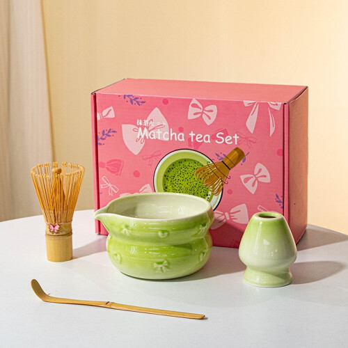 Σετ τσαγιού Matcha από κεραμικό υλικό 4 τεμαχίων με σύρμα και μπολ