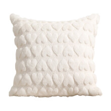 Housse de coussin carrée beige 45 x 45 cm, motif cœur matelassé, idéale pour la Saint-Valentin, le canapé, le salon et la chambre.