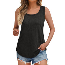 Női Egyszínű Szögletes nyakú Ujjatlan Tank Top Szabálytalan szegély Kialakítás Rugalmas Karcsúsított Légáteresztő Blúz Nyár Napi