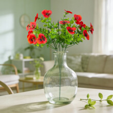 Konstgjorda penséblommor (1 knippe) – Livfulla konstgjorda blommor för trädgårdsstaket, blomsterrabatt och balkong utomhusdekoration (röd)
