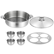 4-Tassen-Eier-Pochierpfanne, doppelschichtiger Dampfgarer,