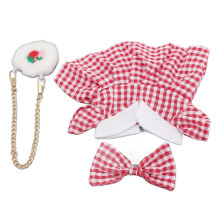 Set di abiti per bambola da 20 cm con fiocco rosso e borsa a fragola