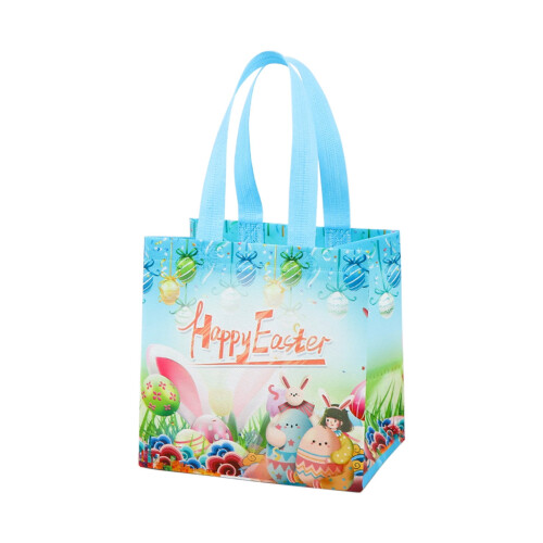 Sacolas de presente de Páscoa reutilizáveis em tecido não tecido com alças.